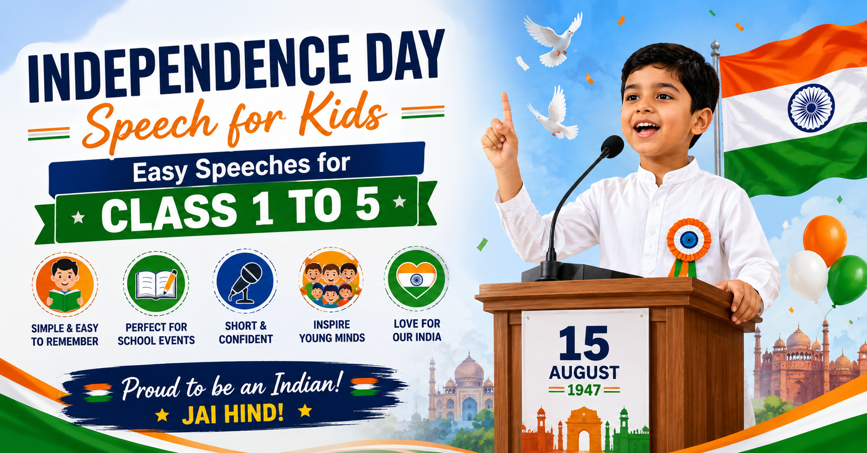Independence Day Speech for Kids: Easy Speeches for Class 1 to 5